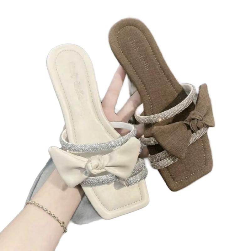 Dép Nơ Slipper Nữ Xoàn Đá Thời Trang Có Quai - Shoes, Chống Trượt, Chống Thấm Nước - DéP GiàY Sandal dép  quai xoắn chéo