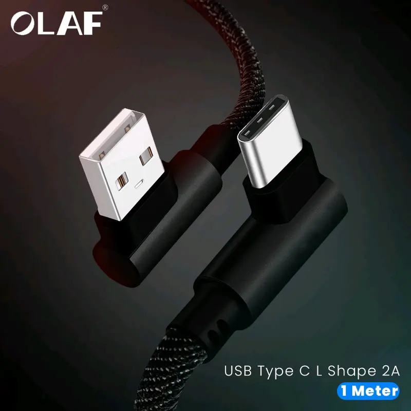 OLAF Kabel Data USB Type C Multifungsi L Shape 7.5V 2A 1M -  Black 0
