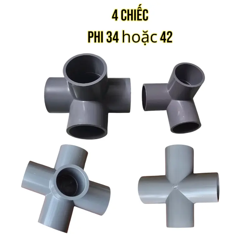 Bộ 8 chiếc co góc 3 nhánh, 4 nhánh hoặc 4 chiếc chữ thập hoặc 5 nhánh phi ống 34, 42 0