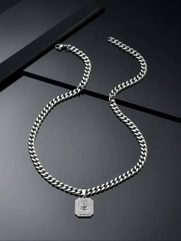 Men's Lion Design Pendant Necklace, Stainless Steel Jewelry for Party, Daily Clothing Decor, Trendy All-match & Exquisite Jewelry for Birthday Gift 3
