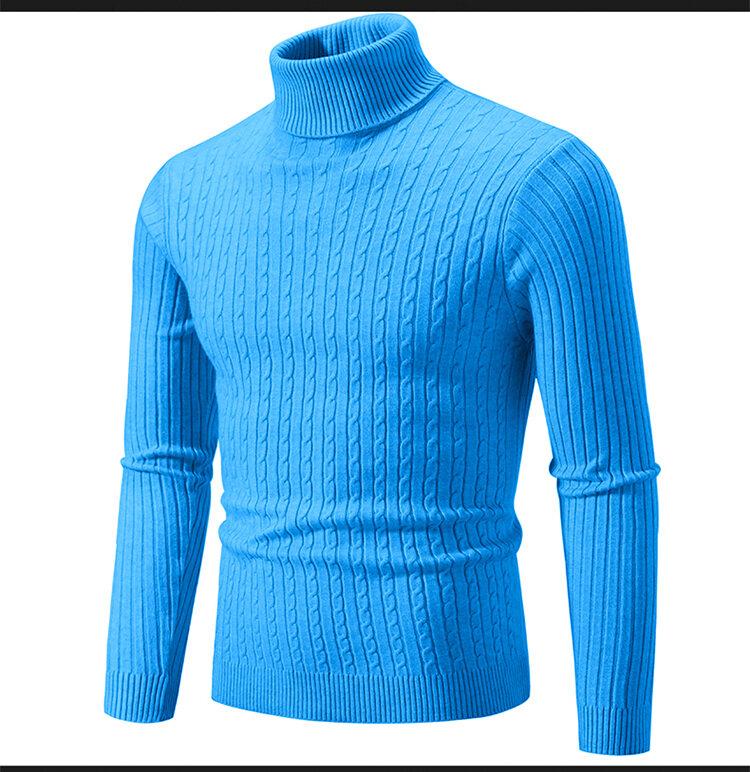Product Introduction of Men's Turtleneck Sweater Casual Men's Knitted Sweater Warm Fitness Men Pullovers Tops Knitwear Menswear polo  shirts Collar Geometric 42