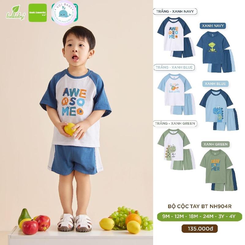 Bộ Cộc Tay Bé Trai Lullaby NH904R Chất Cotton