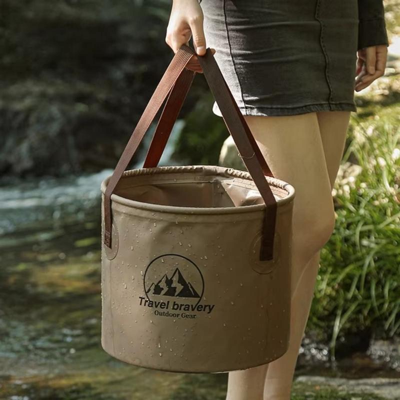 Fashion 5L/10L/20L Camping Bucket Basin Container Portable Folding Water Storage Bucket Camping Supplies with Handle Camping Bag 6
