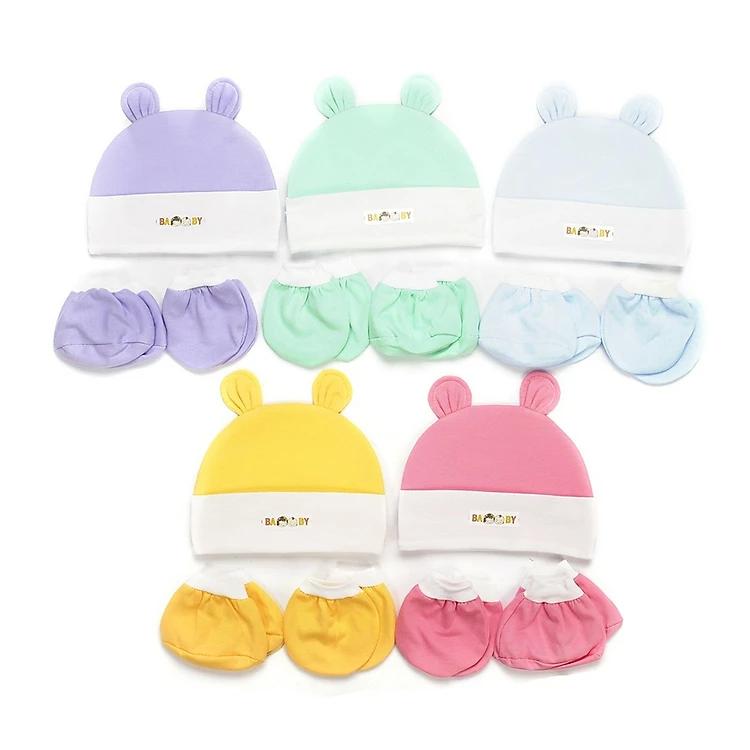 Combo 5 Bộ Nón Bao Tay Bao Chân Cho Bé 5 Nón + 5 Cặp Bao tay 5 cặp Bao Chân Cotton Vải Cotton