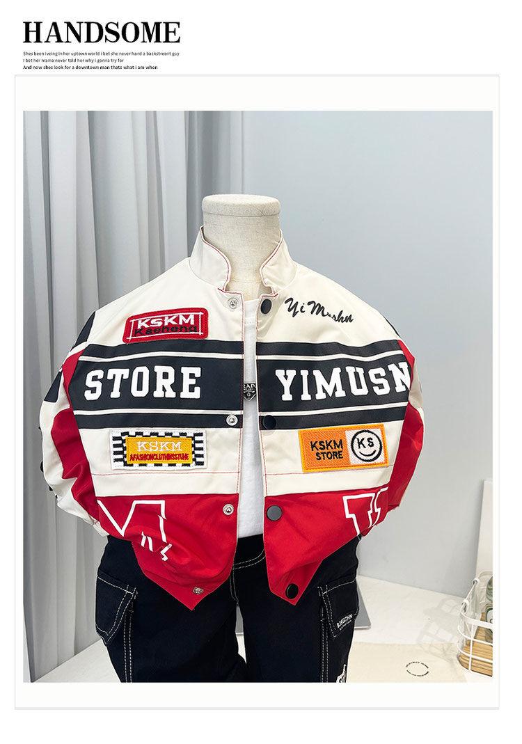 Product Introduction of [New Hot Sale] Boys' Spring Motorcycle Clothing Coat 2025 New Children's Fashionable Cool Handsome Stand Collar Jacket Little Boy Racing Suit 13
