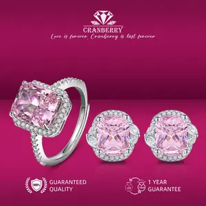 OS2-D109 Cincin wanita Dan Anting Cewek Cranberry Jewelry Paket Double Ring Elegan Cantik kombo 1 gram karat Carat Yang Elegant wedding Couple Pasangan Cowo Pria High Quality Perhiasan Anti Karat Luntur Berubah Garansi 1 Tahun Permata COD D109