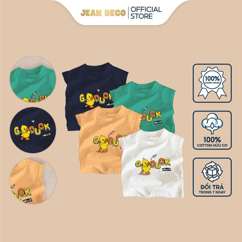 Áo thun trẻ em sát nách JEANBECO áo thun cotton sát nách cho bé trai bé gái 7- 35kg