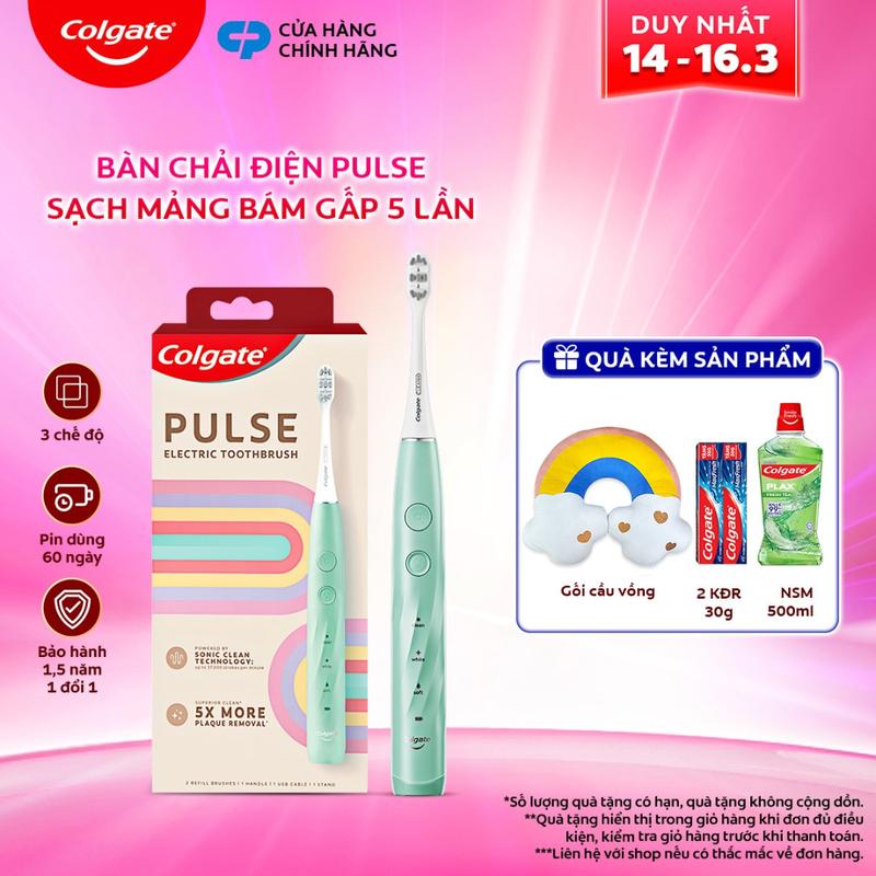 [Duy nhất 10H 15.3 - 1H 16.3 Diệp Lâm Anh x Colgate] Bàn chải điện Colgate PULSE công nghệ sóng âm, pin 60 ngày
