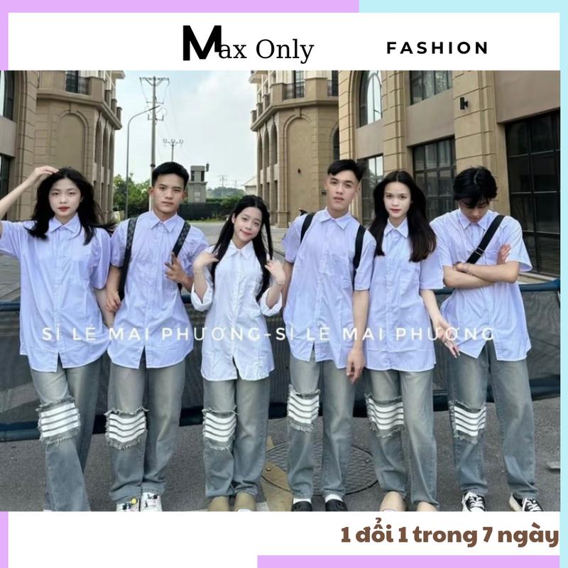 Quần jean bò nam nữ ống suông rộng hoạ tiết chữ thêu vạch gối đẹp 6