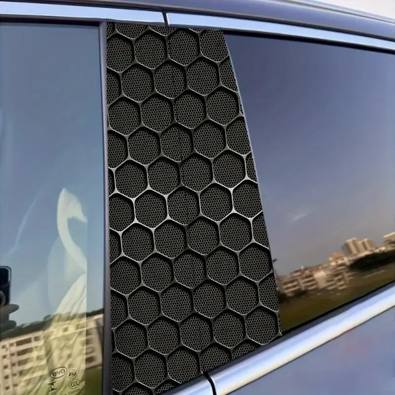 Creative Honeycomb Pattern Car B-pillar Sticker, 2 Counts/set Car Window Decorative Sticker, Easy To Apply, Car Door Modification Sticker, Car Exterior Accessories
