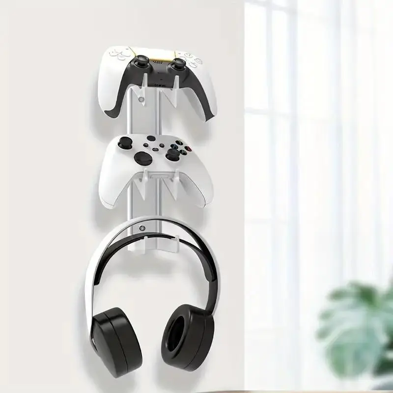 Controller & Headphone Wall Mounted Storage Rack, Universal Controller Bracket, Headphone Holder, Console Accessories for PS5/PS4/Xbox/Switch
