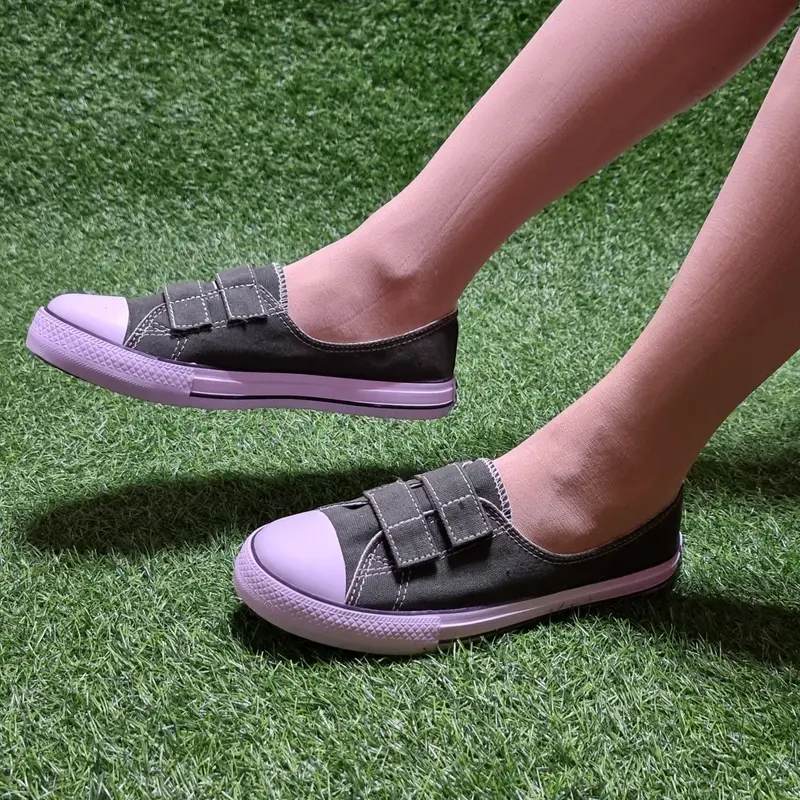Sepatu Kerja Wanita Flat Shoes Velcro Terbaru Slip On Loafers Kanvas Import Karet Lentur Empuk Kekinian 1