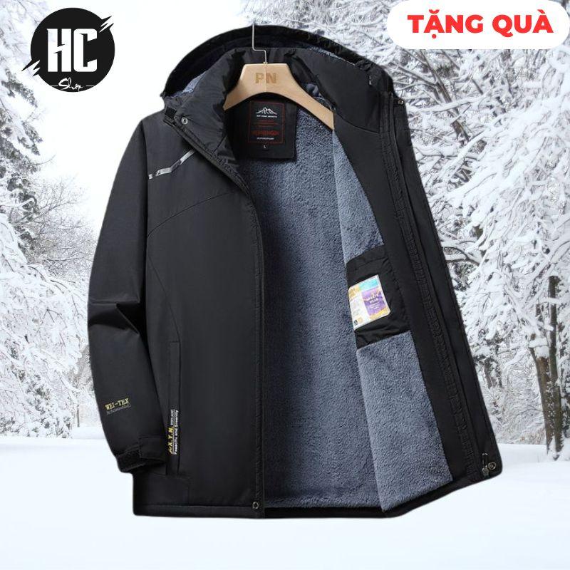Áo khoác nam lót lông cao cấp OUTDOR, áo ấm lông cừu mùa đông phủ lớp nano siêu chống nước cản gió