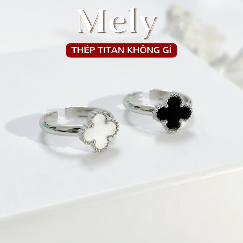 [KHÔNG ĐEN GỈ] Nhẫn Titan cỏ 4 lá may mắn siêu HOT bền màu phong cách thời trang Unisex - Mely TT106
