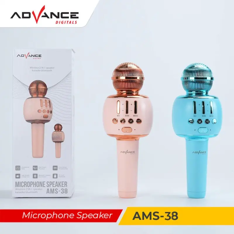 MIC KARAOKE BLUETOOTH / MIC SMULE/MIC TANPA KABEL / MIC SPEAKER KARAOKE / MIC ADVANCE AMS 38 BLUTUT / MIC AMS38 2