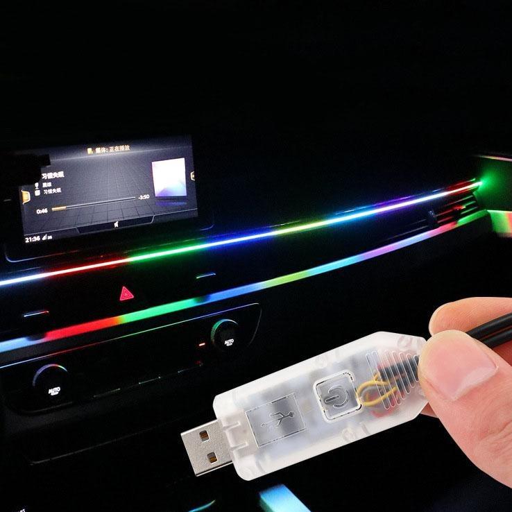 Đèn Led Viền Trang Trí Nội Thất Ô Tô acrylic full màu RGB, nguồn USB 5V