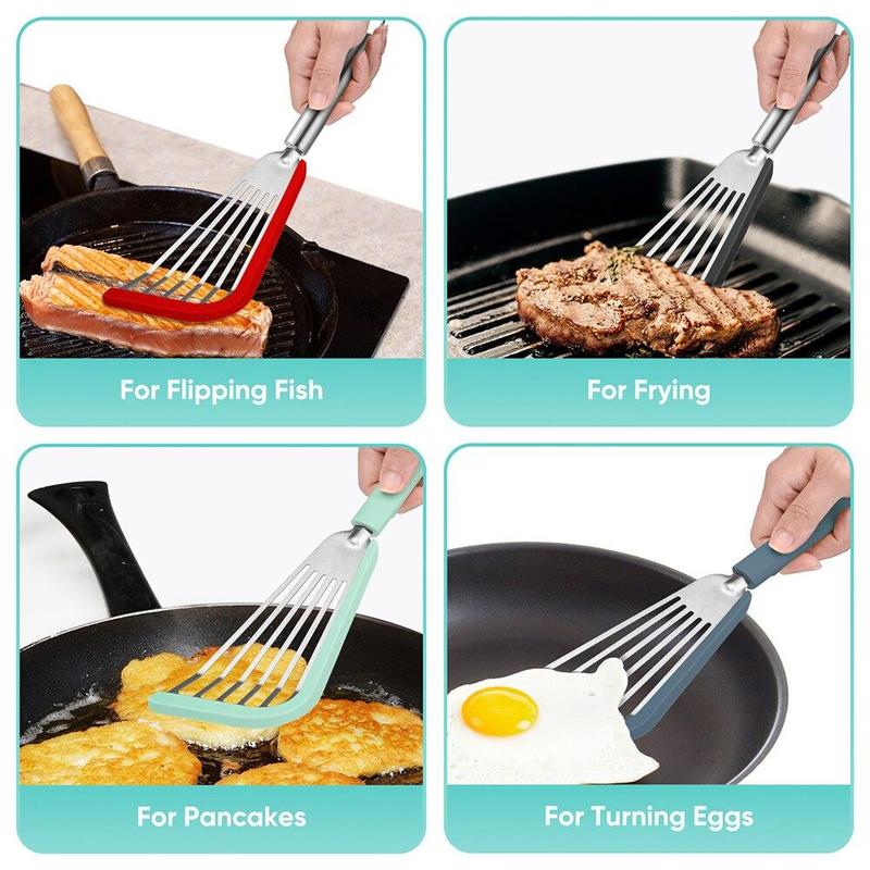 Silicone Fish Spatula  Slotted Turner with Soft Edge Heat Resistant Kitchen Cooking Tools Utensil 5