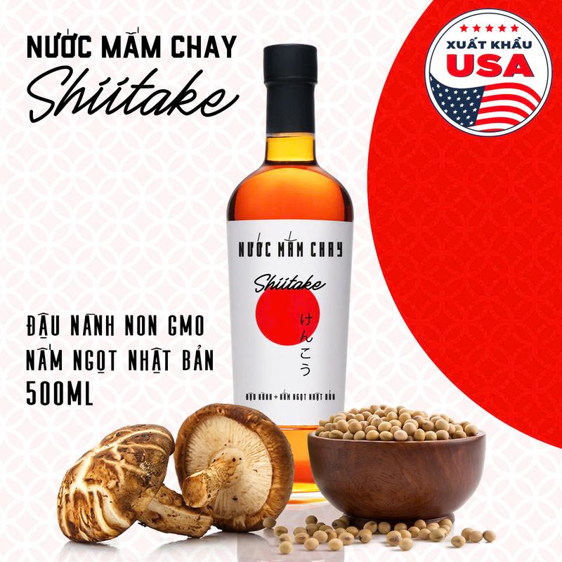 [Chai thuỷ tinh 500ml] Nước mắm chay cao cấp nấm ngọt Shiitake Nhật Bản, đậu nành, thơm dứa chai thủy tinh 500ml/chai