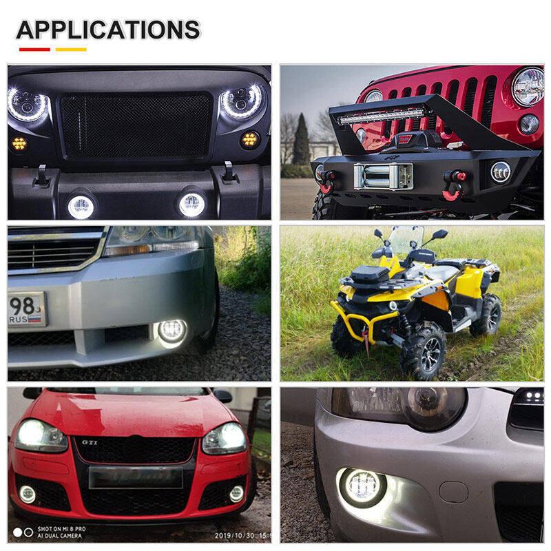 Product Introduction of 【High Quality】2pcs 4inch 3.5inch LED Fog Lights 60W Amber Yellow CREE Led Chip Driving Offroad Fog Light Drl Sport Light Car for Jeep Motorcycle Car 7