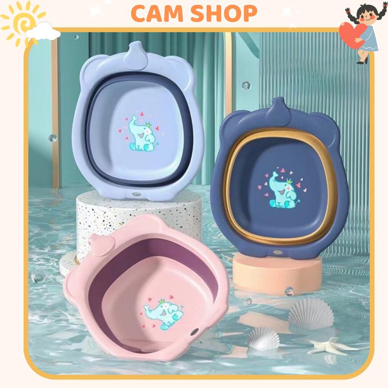 Chậu Rửa Mặt Gấp Gọn Hình Voi Tiện Dụng, Dễ Sử Dụng Cho Bé