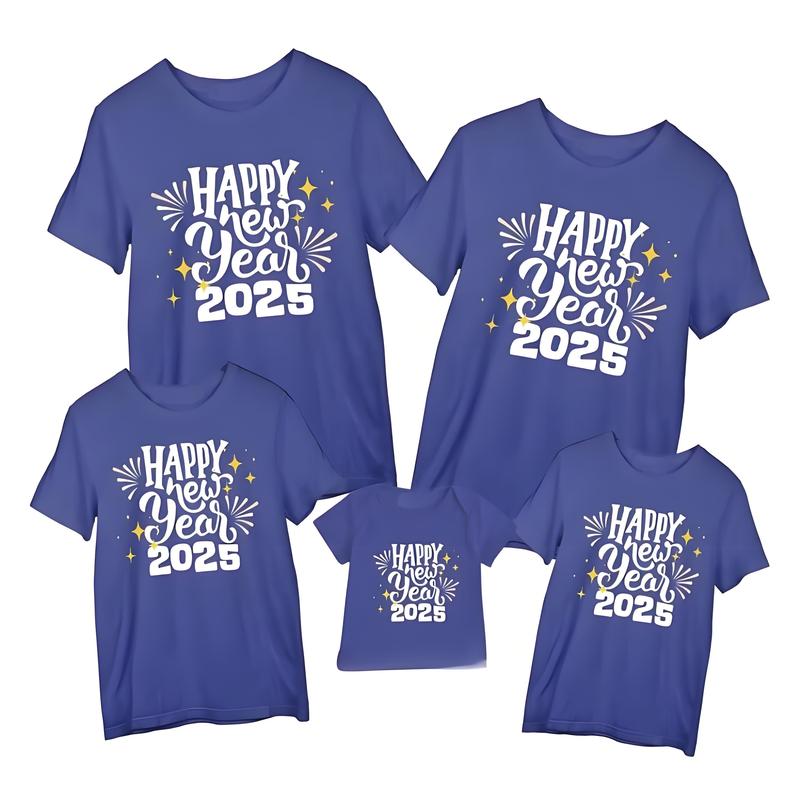 Product Introduction of T Shirts Stylish 2025 Lucky Short Sleeved Tops Comfortable Family Shirts Set Casual Round Neck Kids Tees 18