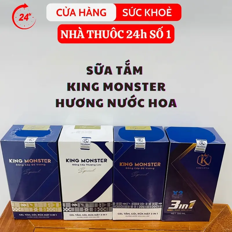Combo Sữa tắm gội King Monster 3 in 1 hương nước hoa cao cấp Massage Dưỡng Body 1