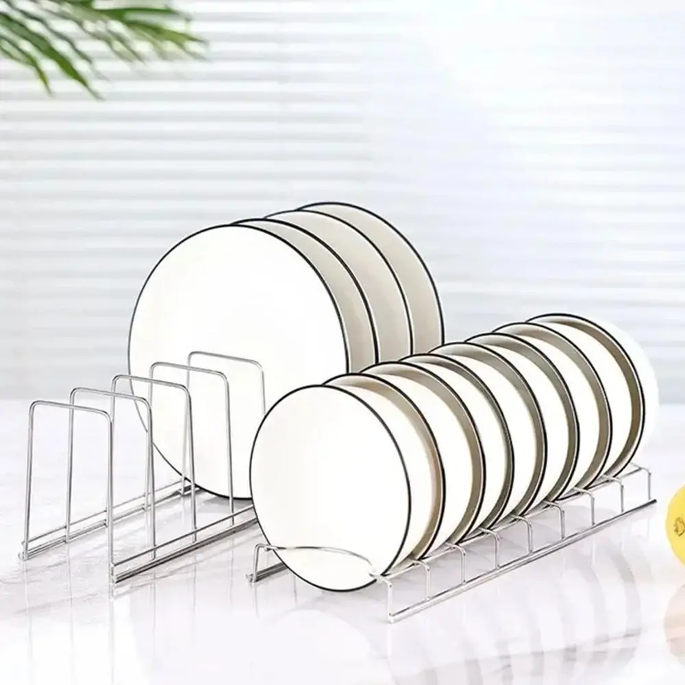 Stainless Steel Kitchen Dish Drying Rack, 1 Count Kitchen Dish Drain Rack, Cooking Dish Pan Cover Stand, Kitchen Dish Organizer, Kitchen Accessories