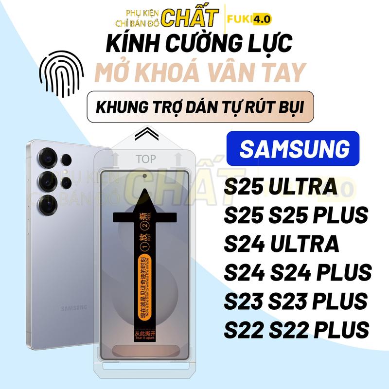 Kính cường lực cho Samsung S25 ultra s25 plus s25 s24 ultra s24 plus s24 s23 plus s22 plus s23 s22 tự dán tự hút bụi, mở khoá vân tay nhạy