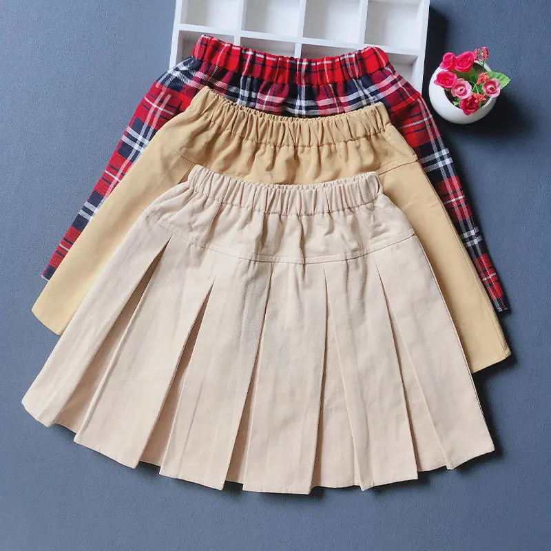 Chân Váy Ngắn Kaki Cho Bé Gái, Chất Liệu Cotton Nguyên Chất, Cỡ Trung Bình Và Lớn, Màu Kaki Nhạt, Chân Váy Xếp Ly, Thích Hợp Cho Học Sinh, Chân Váy Đồng Phục Học Sinh, Chân Váy Trình Diễn Đồng Hồ, Năm 2024