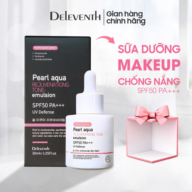 Sữa dưỡng makeup chống nắng Deleventh 4in1 hỗ trợ che khuyết điểm trang điểm hiệu quả, dưỡng ẩm kiềm dầu và Niacinamide cải thiện làn da khô sạm, thâm sạm, hỗ trợ làm căng bóng da tự nhiên, hỗ trợ chống nắng SPF PA+++, 30mL Skincare