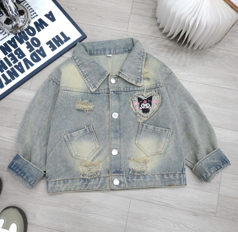  13kg-40kg  Áo khoác jean thêu hình kuromi bé gái rất thích  mã K-103  