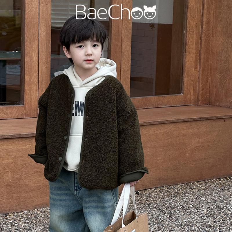 Áo khoác sơ mi BaeChoo Lót chần bông kẻ caro đen dày dặn thu đông Hàn Quốc cho bé trai bé gái 1-6 tuổi (9-20kg)