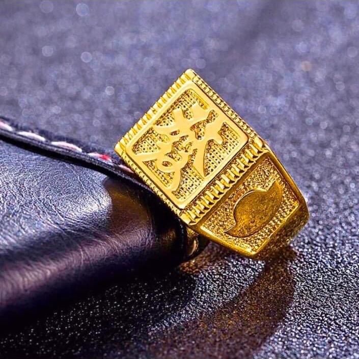 Nhẫn nam chữ phúc mạ vàng bền màu đủ size Voi