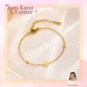 [ELIORA] Gelang Tangan Titanium Model Hati Heart Bracelet - 1165