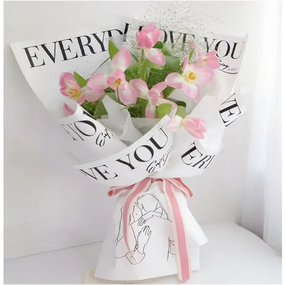 [20 LEMBAR] Kertas Buket Bunga Kertas Cellophane Edisi 'I Love You "/ Flower Wrapping 7