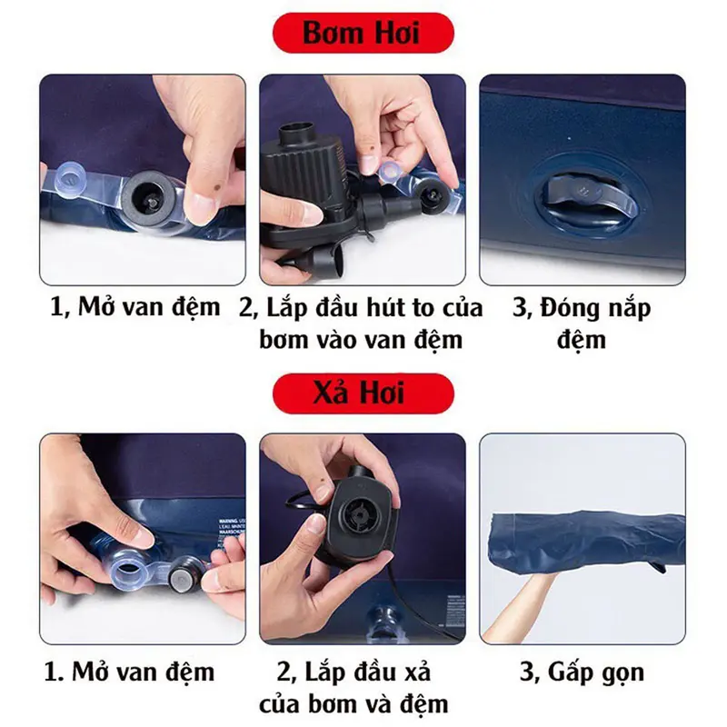 Monqiqi Đệm Hơi Cao Cấp Kèm Bơm Điện 2 Chiều Bag 4