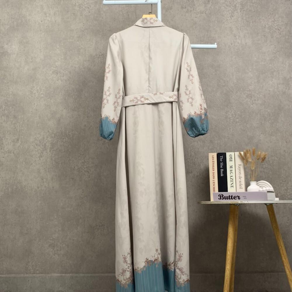 [NEW]Asaya Gaun elegan dengan motif posisi mode lengan panjang