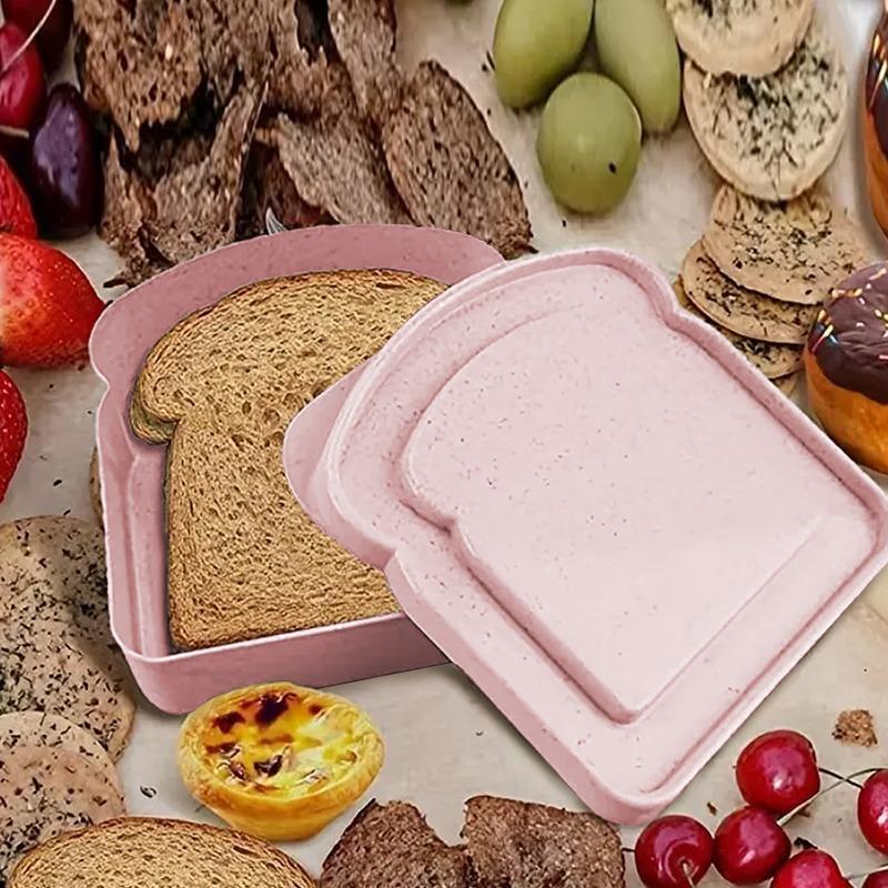 Portable Sandwich Box, 1 Count Bamboo Fiber Bread Storage Box, Food Storage Container For Home Kitchen, Spring Festival Supply for Home & Holiday, Kitchen Accessories 8