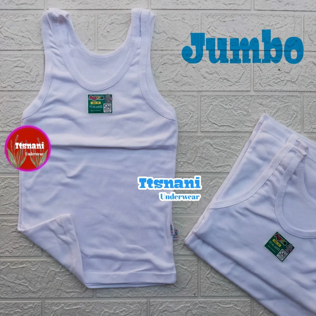 Kaos Dalam Anak Jumbo Agree ST 04 Bahan Katun | Singlet Putih Polos Tali Besar