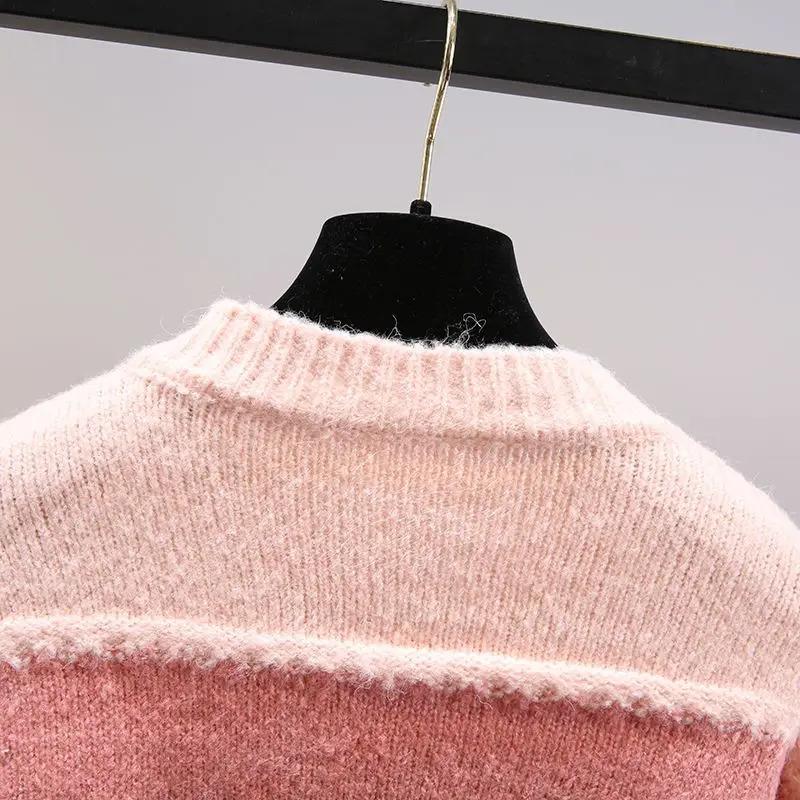 Product Introduction of Multicolor striped lantern sleeve knit loose single breasted women's cardigan sweater coat for women clothing Autumn Winter Knitwear Womenswear 13