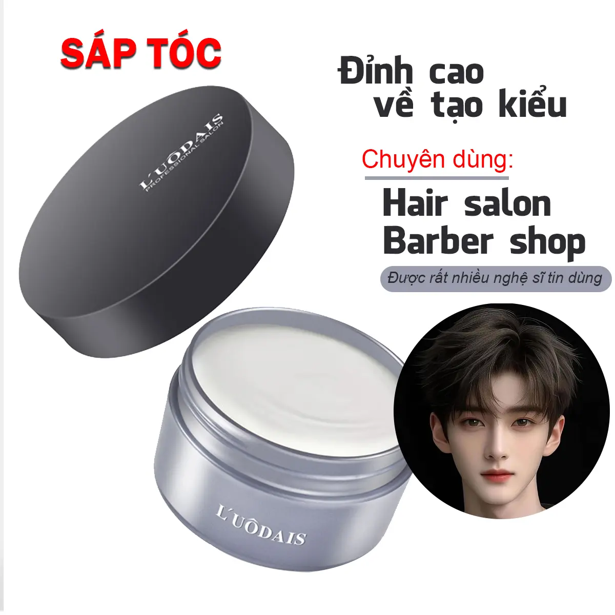 Sáp vuốt tóc L'UÔDAIS tạo kiểu tóc cho nam giúp định hình kiểu tóc. Chăm Sóc Tóc Dưỡng Tóc