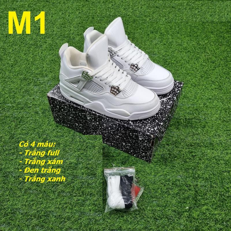 M1 Giày Thể Thao Cho Nam Nữ Bằng Da Đế Cao Su Đệm Khí Dày 4cm Tôn Dáng Êm Chân 0