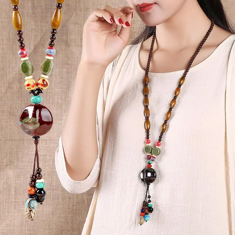 Vòng Cổ Dài, Cổ Điển Và Dễ Phối Đồ, Thiết Kế Cổ Điển Đơn Giản, Dây Chuyền Áo Len Dân Tộc, Thích Hợp Cho Nam Và Nữ, Làm Bằng Vải Lanh Bông, Phụ Kiện Quần Áo, Mặt Dây Chuyền Mảnh Treo Trang Sức Chain Jewelry
