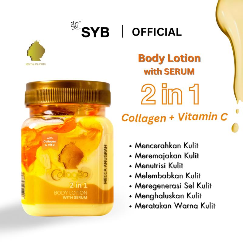SYB MECCA ANUGRAH COLLAGEN 2 IN 1 BODY LOTION WITH SERUM 150 ML Hitam Mencerahkan Niacinamide Tubuh 2