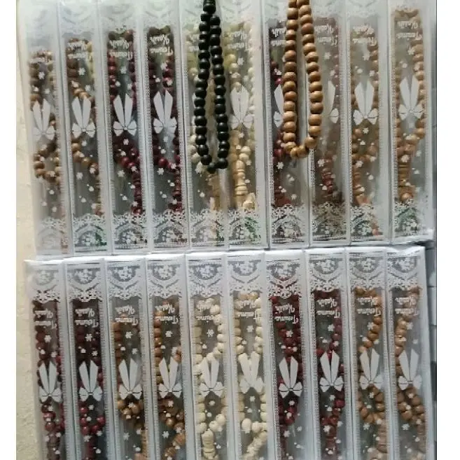 (isi 100 biji) souvenir tasbih kayu 33  souvenir haul kemasan mika motif