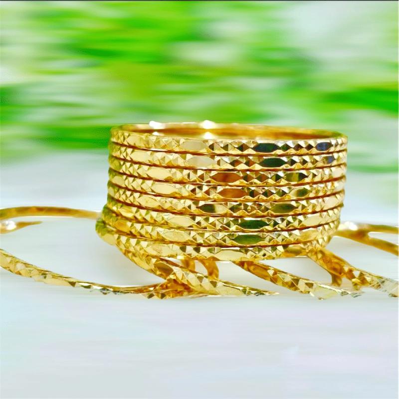 Bộ 7, 9 Chiếc Vòng Ximen Đồng Vàng Mẫu Kim Tuyến 18k Màu 610 Sài Gòn Ống Tròn 2.5L Có Khóa Lưỡi Gà Mang Hàng Ngày Không Phai Trắng