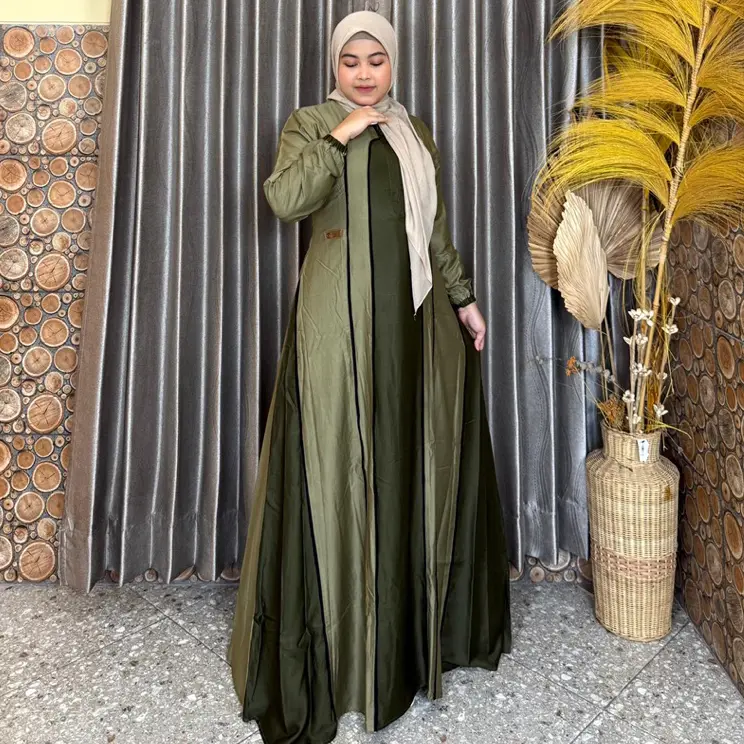 Gamis Amanda Julia Rayon Twill Premium Kombinasi List Polos (Free Pouch, Goodie Bag) Gamis Amanda Julia Rayon Twill Premium Kombinasi List Polos (Free Pouch, Goodie Bag)