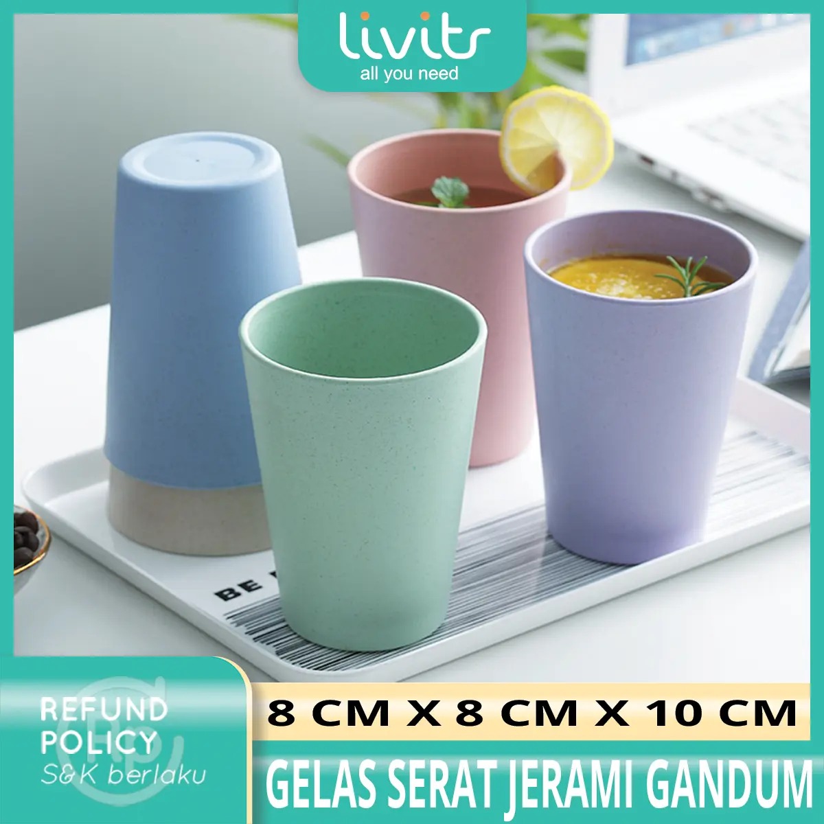 GELAS MINUM WHEAT STRAW | RAMAH LINGKUNGAN | MICROWAVABLE | BPA FREE Minuman Putih