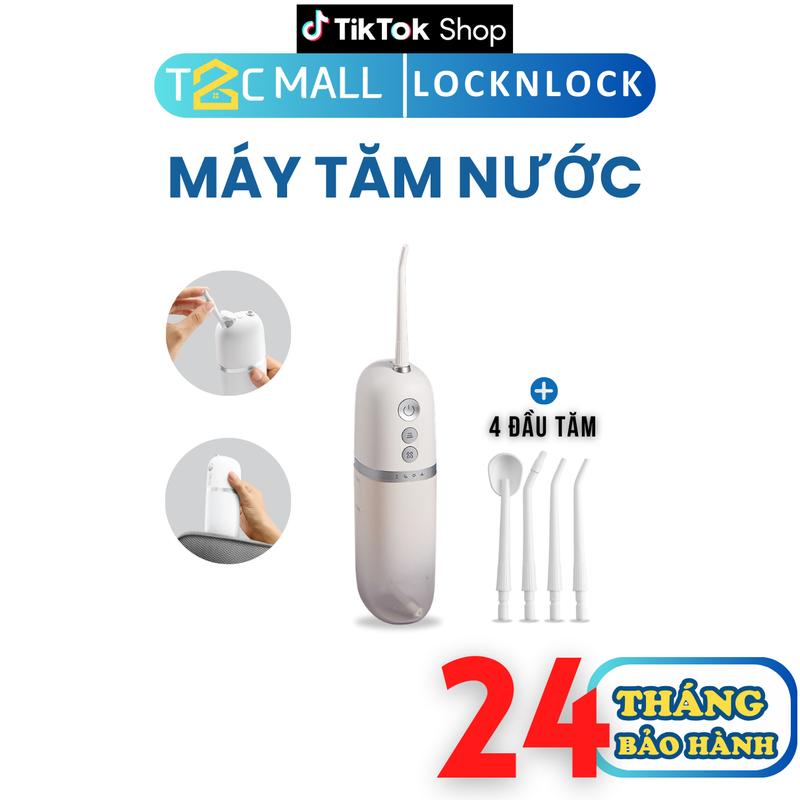 Máy tăm nước không dây LocknLock ENR146WHT màu Trắng 190ml 4 chế độ, 3 loại đầu tăm, sạc cổng type C- T2C Mall Nữ Women tam  nuoc chorang nieng
