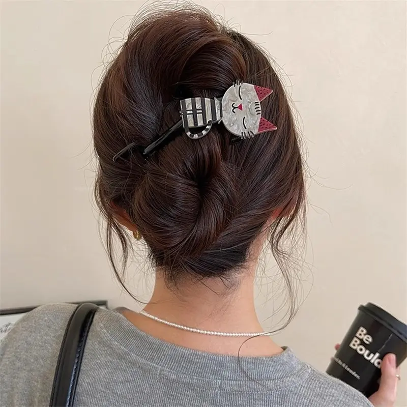 Klip Rambut Putar Kucing Kartun, Comel, Untuk Kanak-kanak Perempuan ...